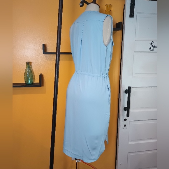 Allegra K Sleeveless Blue V-Neck Button Down Shift Dress New With Tags Size L - Picture 7 of 16
